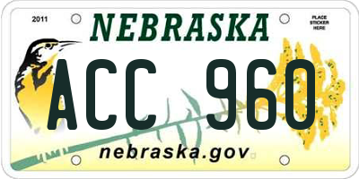 NE license plate ACC960