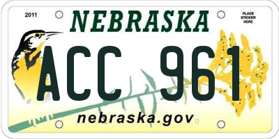 NE license plate ACC961