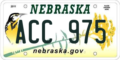 NE license plate ACC975