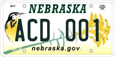 NE license plate ACD001