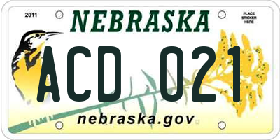 NE license plate ACD021