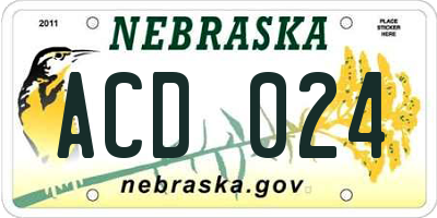 NE license plate ACD024