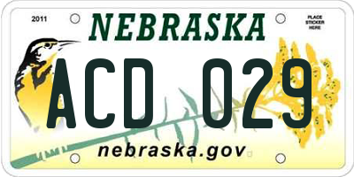 NE license plate ACD029