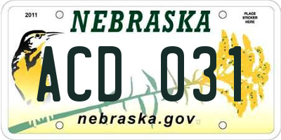 NE license plate ACD031