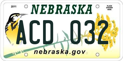NE license plate ACD032