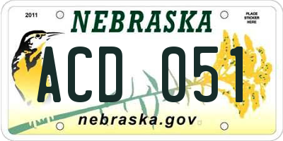 NE license plate ACD051