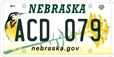 NE license plate ACD079