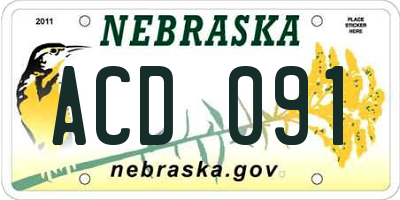 NE license plate ACD091
