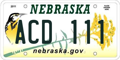 NE license plate ACD111