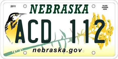 NE license plate ACD112