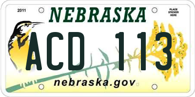 NE license plate ACD113