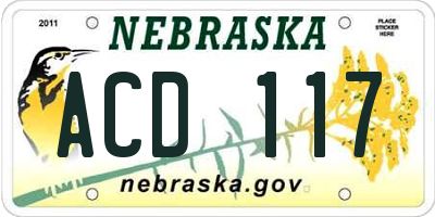 NE license plate ACD117