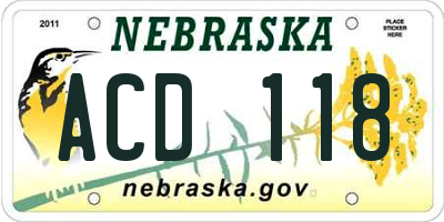 NE license plate ACD118