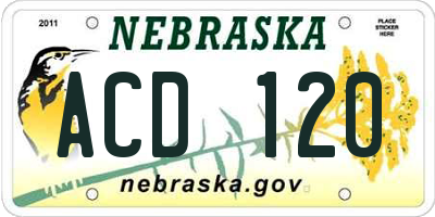 NE license plate ACD120