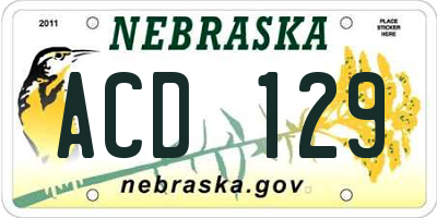 NE license plate ACD129