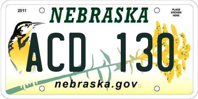 NE license plate ACD130