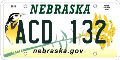 NE license plate ACD132