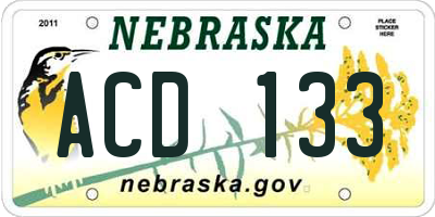 NE license plate ACD133