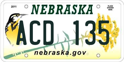 NE license plate ACD135
