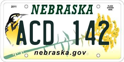 NE license plate ACD142
