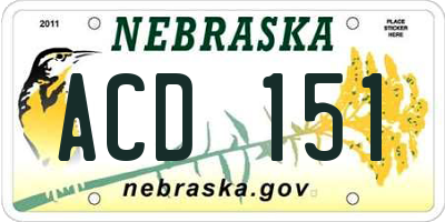 NE license plate ACD151