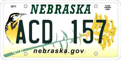 NE license plate ACD157
