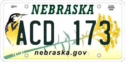 NE license plate ACD173