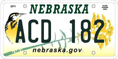 NE license plate ACD182