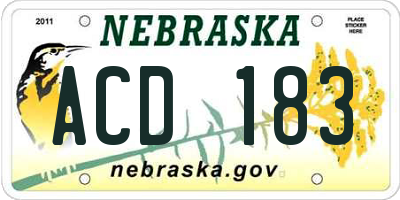 NE license plate ACD183