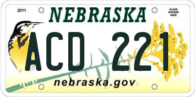 NE license plate ACD221