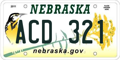 NE license plate ACD321
