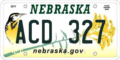 NE license plate ACD327