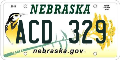 NE license plate ACD329