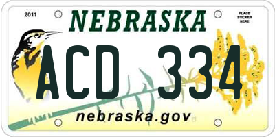 NE license plate ACD334