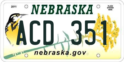 NE license plate ACD351