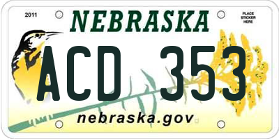 NE license plate ACD353