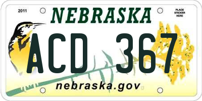 NE license plate ACD367