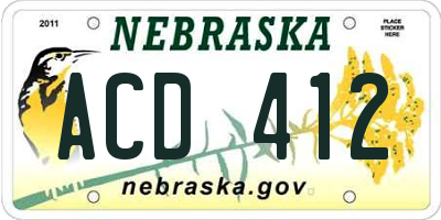 NE license plate ACD412