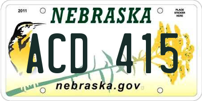 NE license plate ACD415