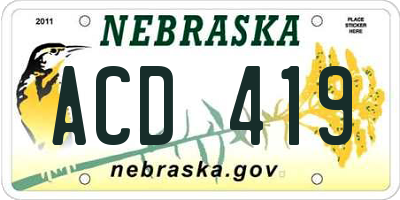 NE license plate ACD419