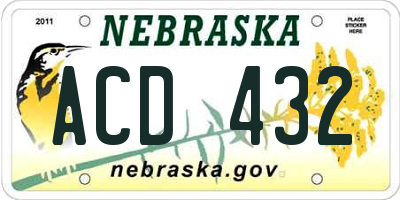 NE license plate ACD432