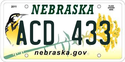 NE license plate ACD433