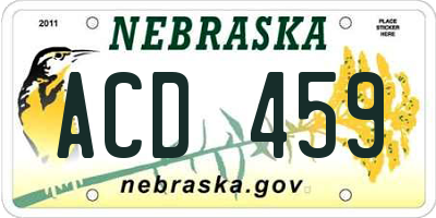 NE license plate ACD459