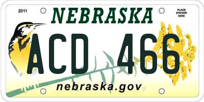 NE license plate ACD466