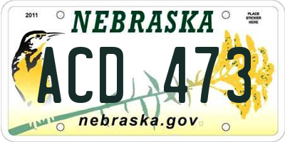 NE license plate ACD473