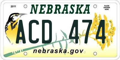NE license plate ACD474