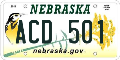 NE license plate ACD501