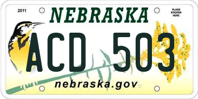 NE license plate ACD503