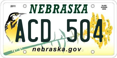 NE license plate ACD504