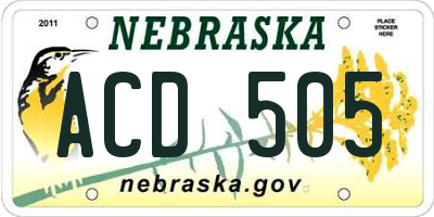 NE license plate ACD505